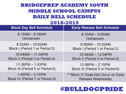 Middle School Block Day Schedule